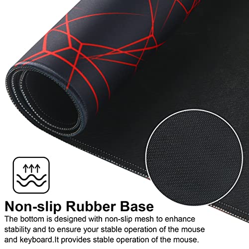 Gaming-Mausmatte, Large Mouse Pad Größe 70x30CM Dicke3MM, Premium-strukturiertes rutschfestes und wasserdichtes Computer-Mousepad mit genähten Kanten für Gaming/Office/Home-70x30 Rednet Bild 3