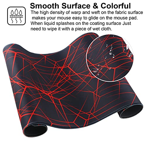 Gaming-Mausmatte, Large Mouse Pad Größe 70x30CM Dicke3MM, Premium-strukturiertes rutschfestes und wasserdichtes Computer-Mousepad mit genähten Kanten für Gaming/Office/Home-70x30 Rednet Bild 4