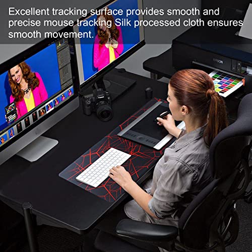 Gaming-Mausmatte, Large Mouse Pad Größe 70x30CM Dicke3MM, Premium-strukturiertes rutschfestes und wasserdichtes Computer-Mousepad mit genähten Kanten für Gaming/Office/Home-70x30 Rednet Bild 7