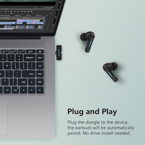 Kabellose SW4-Kopfhörer für PC/Computer/Laptop/Handy, Dongle & Bluetooth, niedrige Latenz von 40 ms, 4 Mikrofone in Kopfhörern für PC, Gaming, Arbeitskopfhörer Bild 2