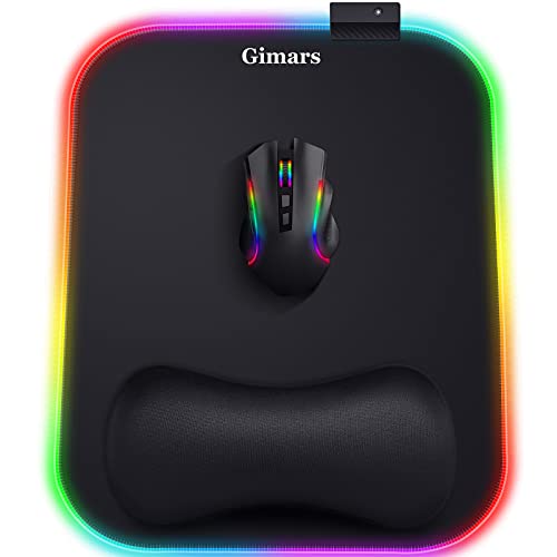 Gimars RGB Mauspad Gaming mit Handauflage, 305x254mm Großes Gelkissen Mouspad mit 10 LED-Beleuchtungsmodi, Ergonomisches Gaming Zubehör Mauspads mit rutschfestem Gummiboden für Laptop, Computer Bild 1