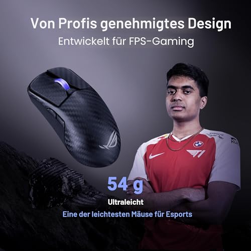 ASUS ROG Harpe Ace Extreme kabellose ESport Gaming Maus (47 Gramm, optischer Sensor ROG AimPoint Pro, 42.000 dpi, optische ROG Micro Switches, Glasmausfüße, ROG Polling Rate Booster 8.000 Hz, schwarz) Bild 3