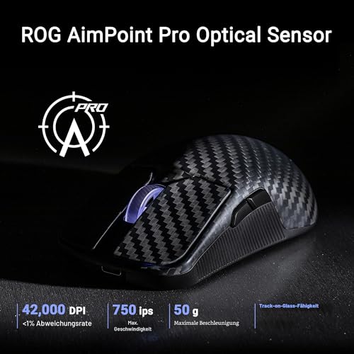 ASUS ROG Harpe Ace Extreme kabellose ESport Gaming Maus (47 Gramm, optischer Sensor ROG AimPoint Pro, 42.000 dpi, optische ROG Micro Switches, Glasmausfüße, ROG Polling Rate Booster 8.000 Hz, schwarz) Bild 6