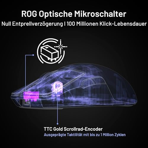 ASUS ROG Harpe Ace Extreme kabellose ESport Gaming Maus (47 Gramm, optischer Sensor ROG AimPoint Pro, 42.000 dpi, optische ROG Micro Switches, Glasmausfüße, ROG Polling Rate Booster 8.000 Hz, schwarz) Bild 7