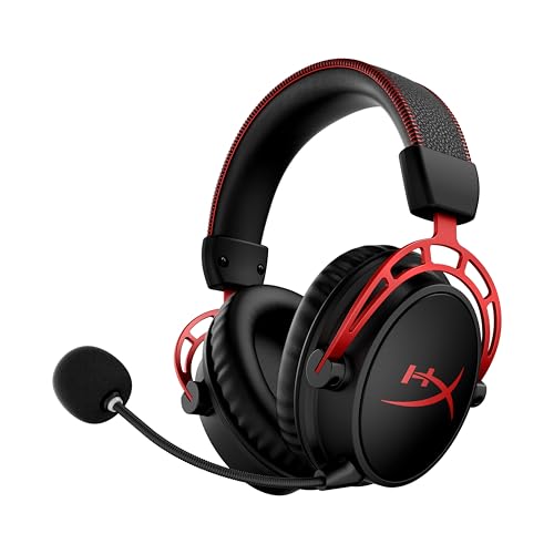 HyperX Cloud Alpha Wireless Gaming-Headset , 300h Akkulaufzeit, DTS Headphone mit 3D Audio, Dual Chamber Treiber, 2,4 GHz kabellos, Abnehmbares Mikrofon mit Geräuschunterdrückung, Schwarz-Rot Bild 1