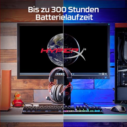 HyperX Cloud Alpha Wireless Gaming-Headset , 300h Akkulaufzeit, DTS Headphone mit 3D Audio, Dual Chamber Treiber, 2,4 GHz kabellos, Abnehmbares Mikrofon mit Geräuschunterdrückung, Schwarz-Rot Bild 2