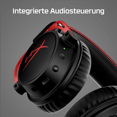 HyperX Cloud Alpha Wireless Gaming-Headset , 300h Akkulaufzeit, DTS Headphone mit 3D Audio, Dual Chamber Treiber, 2,4 GHz kabellos, Abnehmbares Mikrofon mit Geräuschunterdrückung, Schwarz-Rot Bild 6