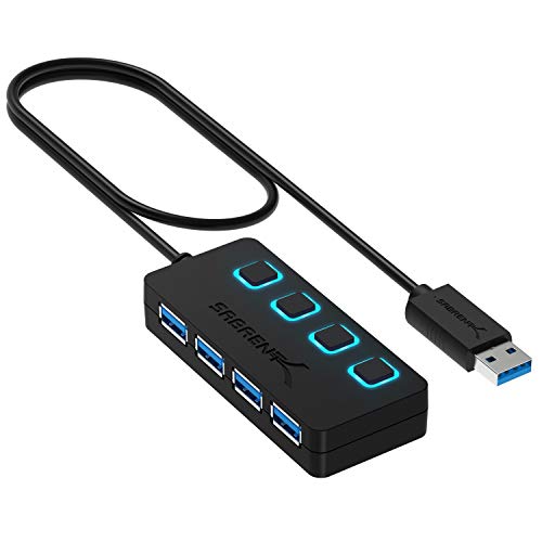 Logitech G435 Lightspeed Kabelloses Bluetooth-Gaming-Headset, Leichte Over-Ear-Kopfhörer - Schwarz & Sabrent USB HUB - 4-Port -USB 3.0 Hub mit einzelnen Power Schalter und LEDs (HB-UM43) Bild 5