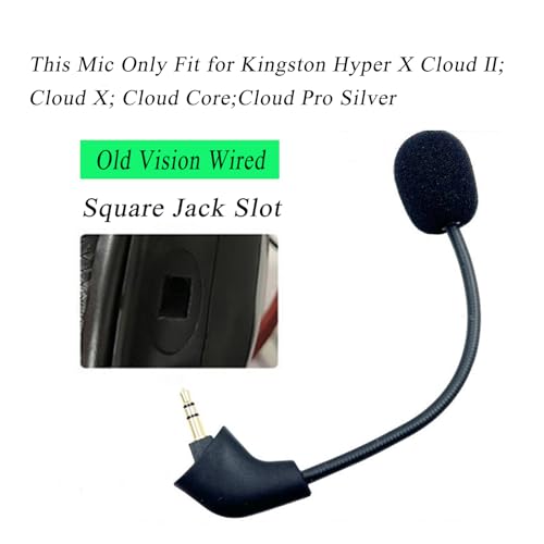 Mikrofon für Kingston HyperX Cloud, Cloud X Cloud Core,Pre-2021 1st Version Cloud II 2 Verkabelt Gaming Headsets mit Geräuschunterdrückung, 3,5mm Mini Ersatzmikrofon 15cm(Square Shape Jack) Bild 2