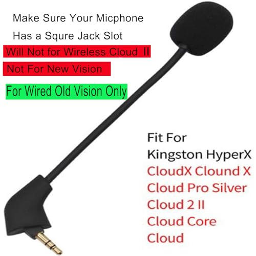 Mikrofon für Kingston HyperX Cloud, Cloud X Cloud Core,Pre-2021 1st Version Cloud II 2 Verkabelt Gaming Headsets mit Geräuschunterdrückung, 3,5mm Mini Ersatzmikrofon 15cm(Square Shape Jack) Bild 3