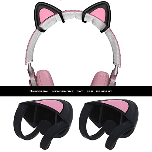 Create idea 1 Paar Cat Ears Over-Ear-Kopfhörer aus Silikon, niedliche Dekoration, verstellbare Riemen, Befestigungszubehör für Video Live Gaming Kopfhörer Schwarz Bild 2