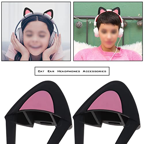 Create idea 1 Paar Cat Ears Over-Ear-Kopfhörer aus Silikon, niedliche Dekoration, verstellbare Riemen, Befestigungszubehör für Video Live Gaming Kopfhörer Schwarz Bild 3