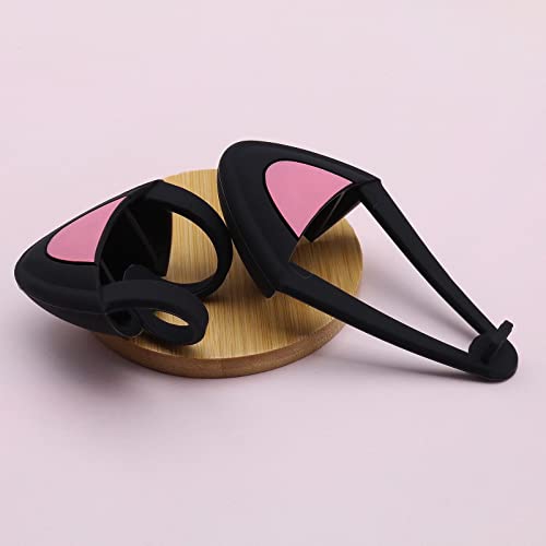 Create idea 1 Paar Cat Ears Over-Ear-Kopfhörer aus Silikon, niedliche Dekoration, verstellbare Riemen, Befestigungszubehör für Video Live Gaming Kopfhörer Schwarz Bild 7