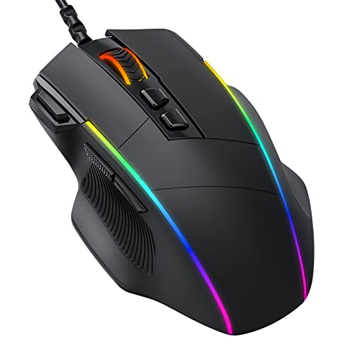 Gaming Maus, Gaming Mouse mit 8 Programmierbare Tasten und Einstellbar 8000 DPI, RGB Beleuchtung PC Maus mit Kabel,USB-Wired Mouse mit Feuertaste ergonomisches für MMO,FPS,MOBA,Windows,PC,Mac Bild 1