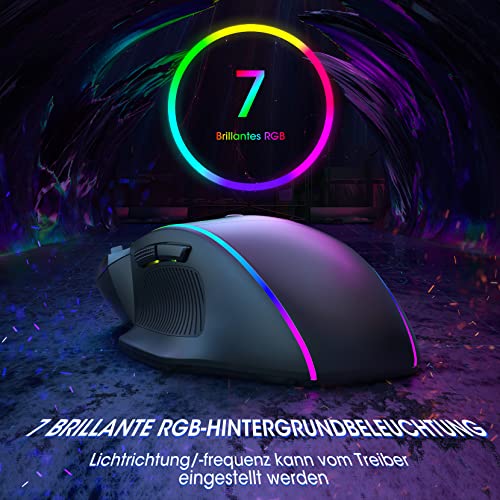 Gaming Maus, Gaming Mouse mit 8 Programmierbare Tasten und Einstellbar 8000 DPI, RGB Beleuchtung PC Maus mit Kabel,USB-Wired Mouse mit Feuertaste ergonomisches für MMO,FPS,MOBA,Windows,PC,Mac Bild 3