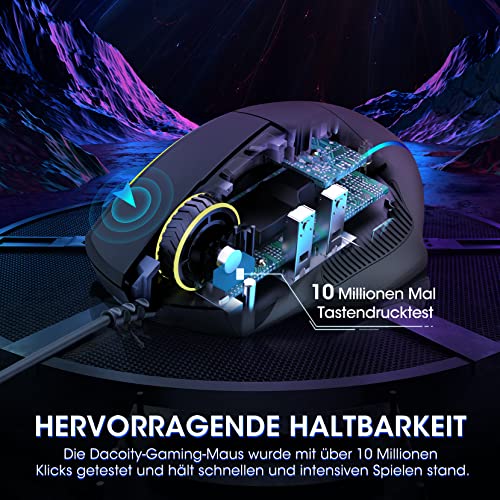Gaming Maus, Gaming Mouse mit 8 Programmierbare Tasten und Einstellbar 8000 DPI, RGB Beleuchtung PC Maus mit Kabel,USB-Wired Mouse mit Feuertaste ergonomisches für MMO,FPS,MOBA,Windows,PC,Mac Bild 5