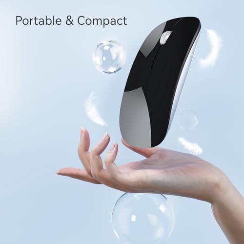 Uiosmuph U30 Bluetooth Maus Kabellose, Wiederaufladbare Leise (BT5.1+ BT5.1+ USB) Funkmaus Laptop Wireless Mouse Empfänger Typ C Kompatibilität mit Windows/Linux/Mac/PC (schwarz) Bild 3