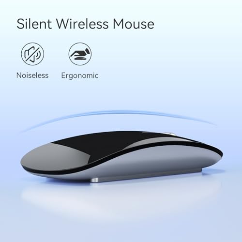 Uiosmuph U30 Bluetooth Maus Kabellose, Wiederaufladbare Leise (BT5.1+ BT5.1+ USB) Funkmaus Laptop Wireless Mouse Empfänger Typ C Kompatibilität mit Windows/Linux/Mac/PC (schwarz) Bild 5