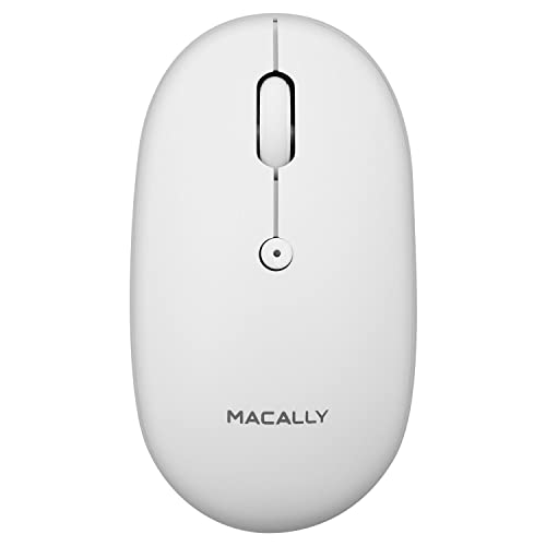 Macally BTTOPBAT-W, leise optische Bluetooth BT-Maus mit 3 Tasten und Scrollrad, weiß Bild 1