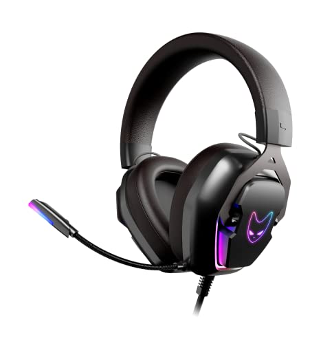 Oversteel - Phosphorus Gaming Headset 7.1, USB-Kabel, omnidirektionales Mikrofon, Geräuschunterdrückung, 3,5-mm-Buchse und RGB-Licht, PC/PS5/PS4/Xbox/Switch-kompatibel, schwarz Bild 1