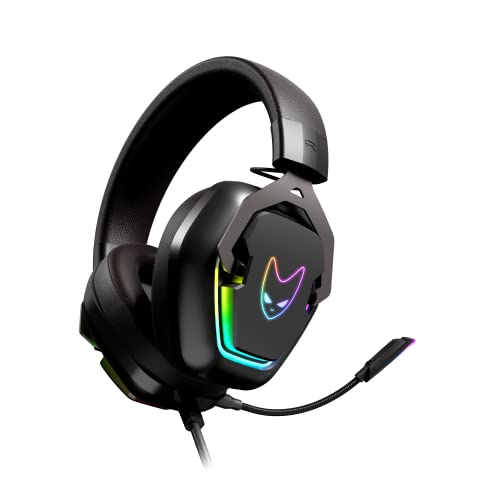 Oversteel - Phosphorus Gaming Headset 7.1, USB-Kabel, omnidirektionales Mikrofon, Geräuschunterdrückung, 3,5-mm-Buchse und RGB-Licht, PC/PS5/PS4/Xbox/Switch-kompatibel, schwarz Bild 3