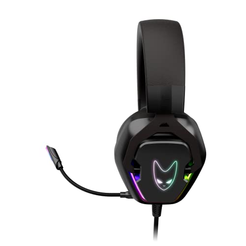 Oversteel - Phosphorus Gaming Headset 7.1, USB-Kabel, omnidirektionales Mikrofon, Geräuschunterdrückung, 3,5-mm-Buchse und RGB-Licht, PC/PS5/PS4/Xbox/Switch-kompatibel, schwarz Bild 4