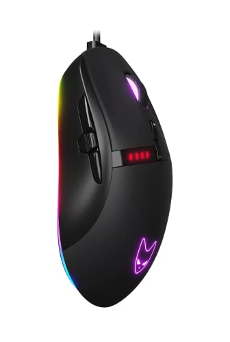 Oversteel - Invar USB Gaming Maus, 12400 DPI einstellbar, 9 programmierbare Tasten, 10 RGB Beleuchtungsmodi, ultraleicht, ergonomischer optischer Sensor, PC/Mac, Schwarz Bild 2