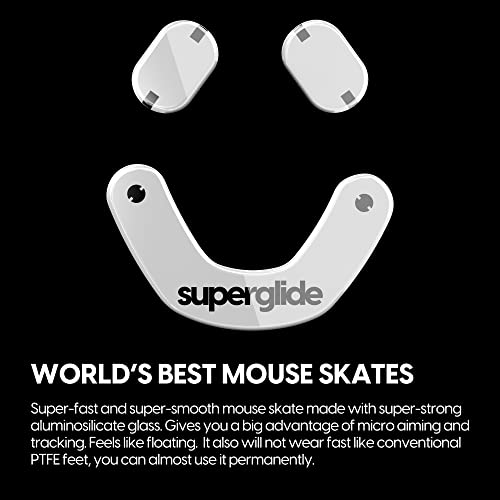 Superglide – schnellste und glatteste Mausfüße/Schlittschuhe aus ultrastarkem, makellosem Glas, superschnelle, Glatte und langlebige Sohle für SteelSeries Prime Mini Wired/Wireless [Weiß] Bild 2