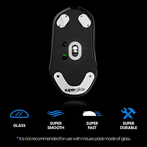 Superglide – schnellste und glatteste Mausfüße/Schlittschuhe aus ultrastarkem, makellosem Glas, superschnelle, Glatte und langlebige Sohle für SteelSeries Prime Mini Wired/Wireless [Weiß] Bild 3