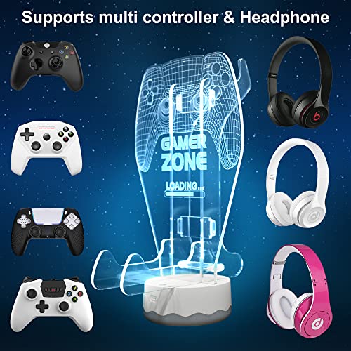 Leuchtender Kopfhörer- und Controller-Halter, 3D-LED-Leuchten, Kopfhörer-Gamepad-Ständer, Gamecontroller-Aufhänger für alle universellen Gaming-PC-Zubehörteile Bild 4