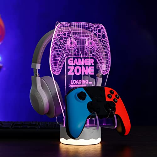 Leuchtender Kopfhörer- und Controller-Halter, 3D-LED-Leuchten, Kopfhörer-Gamepad-Ständer, Gamecontroller-Aufhänger für alle universellen Gaming-PC-Zubehörteile Bild 5