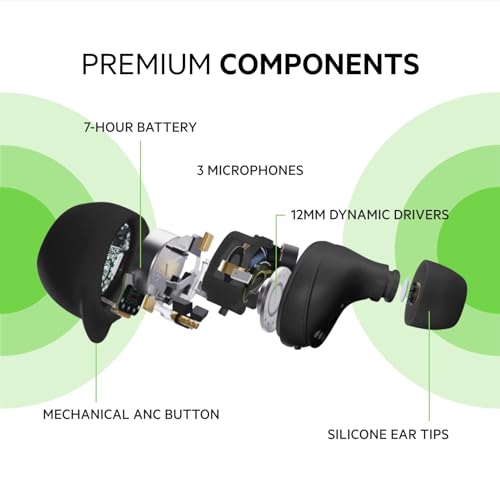 Belkin SoundForm Immerse True Wireless In-Ear-Kopfhörer, hybrides ANC, drahtloses Laden, IPX5-Wasserschutz, „Wo ist?“ von Apple, von Belkin für iPhone, Galaxy, Pixel, Schwarz, AUC003, One Size Bild 3