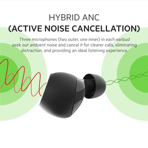 Belkin SoundForm Immerse True Wireless In-Ear-Kopfhörer, hybrides ANC, drahtloses Laden, IPX5-Wasserschutz, „Wo ist?“ von Apple, von Belkin für iPhone, Galaxy, Pixel, Schwarz, AUC003, One Size Bild 4
