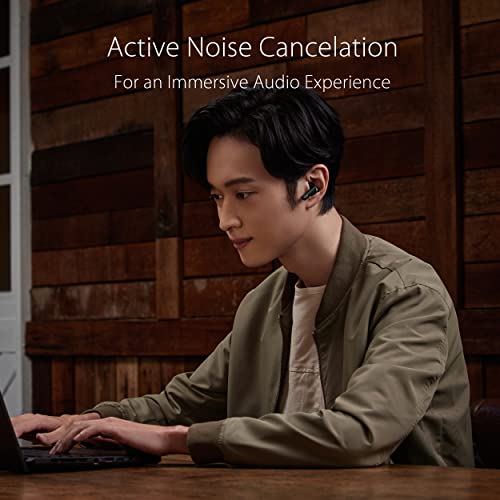 ASUS ROG Cetra True Wireless Gaming-Ohrhörer, Bluetooth-Ohrhörer mit niedriger Latenz, aktive Geräuschunterdrückung, 27 Stunden Akkulaufzeit, IPX4 wasserdicht, Kopfhörer mit kabellosem Laden, Schwarz Bild 3