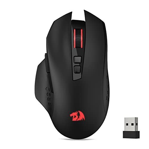 Redragon M656 Gainer Kabellose Gaming Maus, 4000 DPI 2.4Ghz Maus mit 5 DPI Stufen, 7 Makrotasten, rote LED Hintergrundbeleuchtung & Pro Software/Laufwerk unterstützt, für PC/Mac/Laptop Bild 1