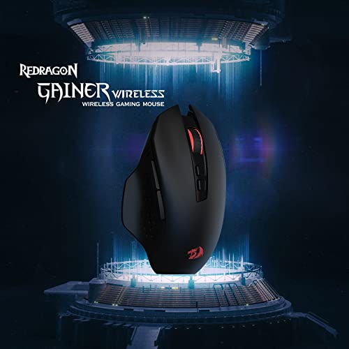Redragon M656 Gainer Kabellose Gaming Maus, 4000 DPI 2.4Ghz Maus mit 5 DPI Stufen, 7 Makrotasten, rote LED Hintergrundbeleuchtung & Pro Software/Laufwerk unterstützt, für PC/Mac/Laptop Bild 2