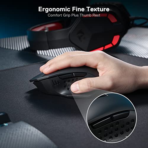 Redragon M656 Gainer Kabellose Gaming Maus, 4000 DPI 2.4Ghz Maus mit 5 DPI Stufen, 7 Makrotasten, rote LED Hintergrundbeleuchtung & Pro Software/Laufwerk unterstützt, für PC/Mac/Laptop Bild 7