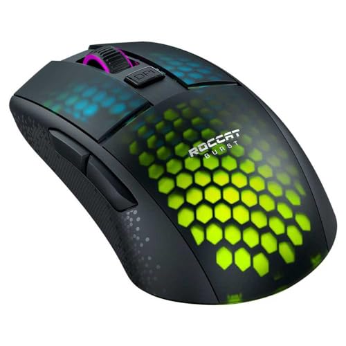 Roccat Burst Pro Air - leichte, symmetrische, kabellose, optische RGB-Gaming-Maus mit Optical Owl-Eye Sensor mit 19.000 DPI, optischen Tasten-Switches, Titan Mausrad, 81 Gramm Gewicht, schwarz Bild 5
