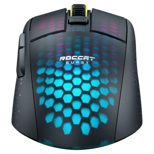 Roccat Burst Pro Air - leichte, symmetrische, kabellose, optische RGB-Gaming-Maus mit Optical Owl-Eye Sensor mit 19.000 DPI, optischen Tasten-Switches, Titan Mausrad, 81 Gramm Gewicht, schwarz Bild 6