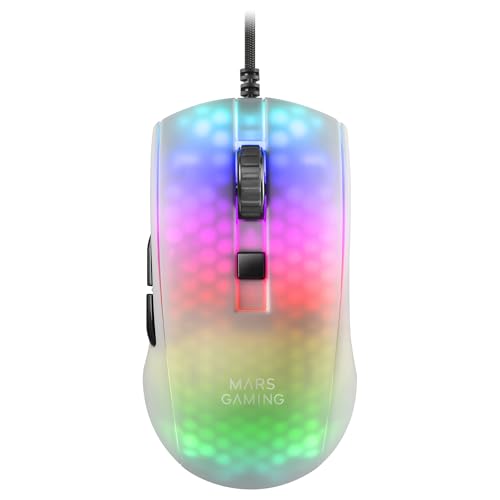 Mars Gaming MMRW Weiß, Maus Gaming RGB Chroma, Transluzent Struktur Ultraleicht 58g, 12800 DPI, Switches Mechanik HUANO Bild 1