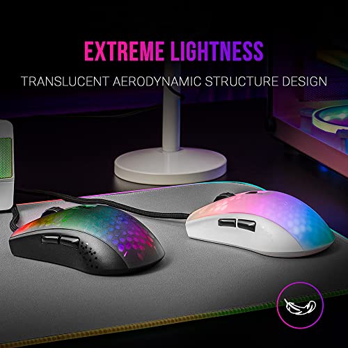 Mars Gaming MMRW Weiß, Maus Gaming RGB Chroma, Transluzent Struktur Ultraleicht 58g, 12800 DPI, Switches Mechanik HUANO Bild 2