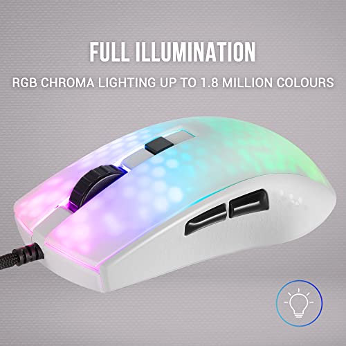 Mars Gaming MMRW Weiß, Maus Gaming RGB Chroma, Transluzent Struktur Ultraleicht 58g, 12800 DPI, Switches Mechanik HUANO Bild 3