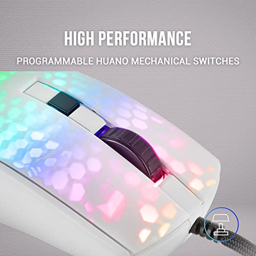 Mars Gaming MMRW Weiß, Maus Gaming RGB Chroma, Transluzent Struktur Ultraleicht 58g, 12800 DPI, Switches Mechanik HUANO Bild 4