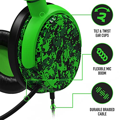 Stealth C6-100 Gaming Headset Neon Green Digital Camo, Multi-Plattform kompatibel mit XBox One, Serie S/X, PS4/5, Handy und Tablet mit leistungsstarken 40-mm-Lautsprechern, 3.5-mm-Klinkenstecker Bild 5