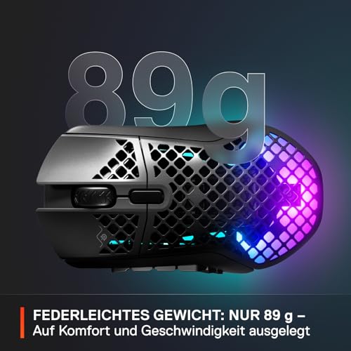 SteelSeries Aerox 9 Wireless - RGB Gaming-Mouse mit Öffnungen in der Oberfläche - Federleichtes, wasserabweisendes Design - 18 Tasten - Bluetooth/2,4 GHz – Optischer TrueMove Air-Sensor mit 18.000 DPI Bild 5