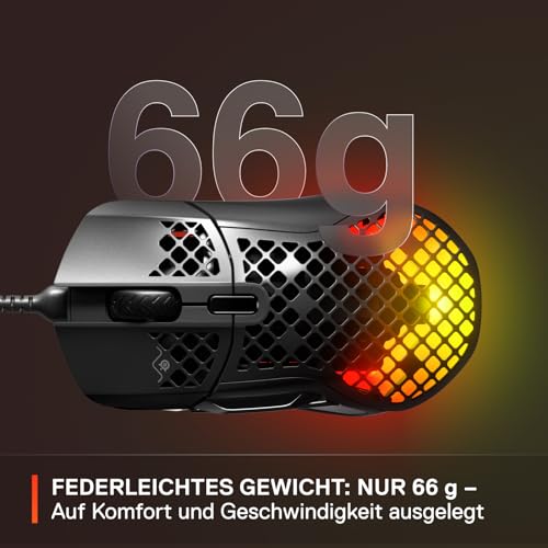 SteelSeries Aerox 5 - RGB Gaming-Mouse mit Öffnungen in der Oberfläche - Federleicht und wasserabweisend - Optischer TrueMove Air-Sensor mit 18.000 DPI Bild 3