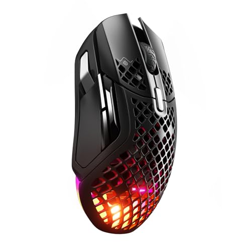 SteelSeries Aerox 5 Wireless – RGB Gaming-Mouse mit Öffnungen in der Oberfläche – Federleichtes, wasserabweisendes Design – 9 Tasten – Bluetooth/2,4 GHz – Optischer TrueMove Air-Sensor mit 18.000 DPI Bild 1