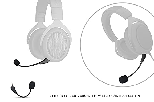 Alphatec Ersatz-Spielmikrofon für Corsair HS50 HS60 HS70 HS70 SE-Serie Stereo-Gaming-Headset auf PS4 PS5 Xbox One PC, abnehmbares 3,5-mm-Boom-Mikrofon mit Geräuschunterdrückung Bild 3