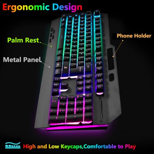 Kabellose RGB-Gaming-Tastatur, kabellose LED-Maus und Mauspad-Set, wiederaufladbare Hintergrundbeleuchtung aus Aluminiumlegierung, Buchstabenglühen, mechanisches Gefühl Bild 5