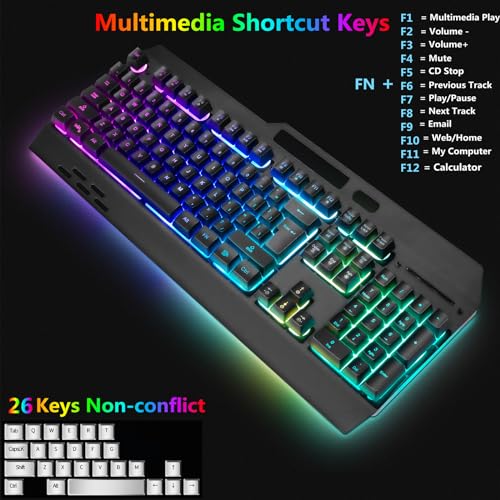 Kabellose RGB-Gaming-Tastatur, kabellose LED-Maus und Mauspad-Set, wiederaufladbare Hintergrundbeleuchtung aus Aluminiumlegierung, Buchstabenglühen, mechanisches Gefühl Bild 6
